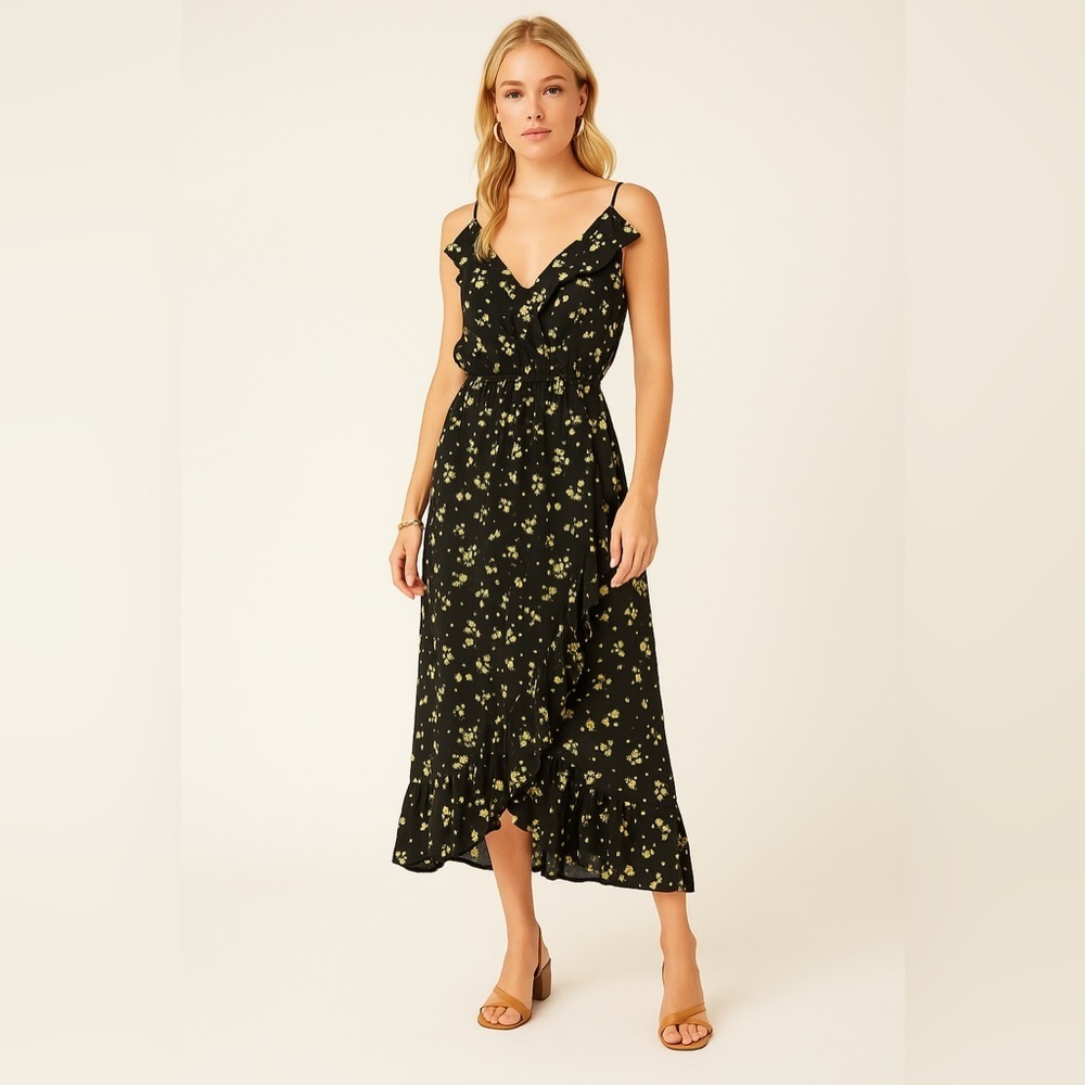 Indulge Black Floral Midi Dress ☀️